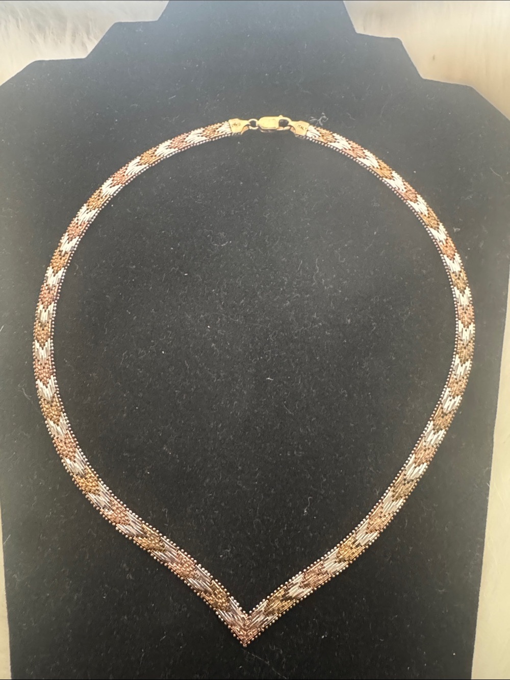 Tri-Tone Vintage Women’s Necklace - Rose Gold, Silver, Italy 39.2grams